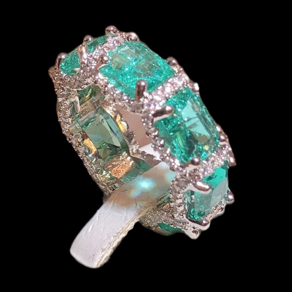 Green Pariba 925 Silver Eternity Ring - Picture 13 of 16